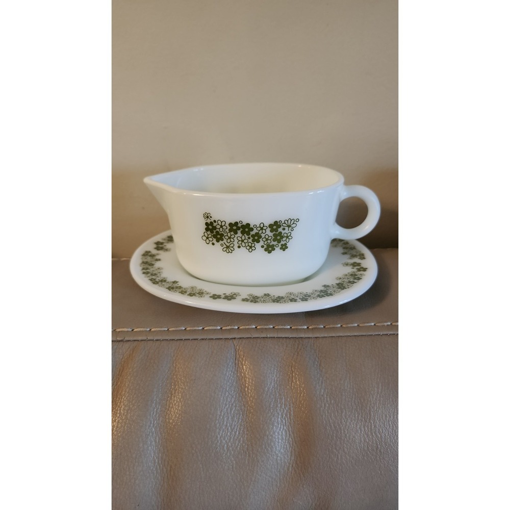 Vintage Pyrex Crazy Daisy Gravy Boat 77-B Drip Plate 77-U Spring Blossom